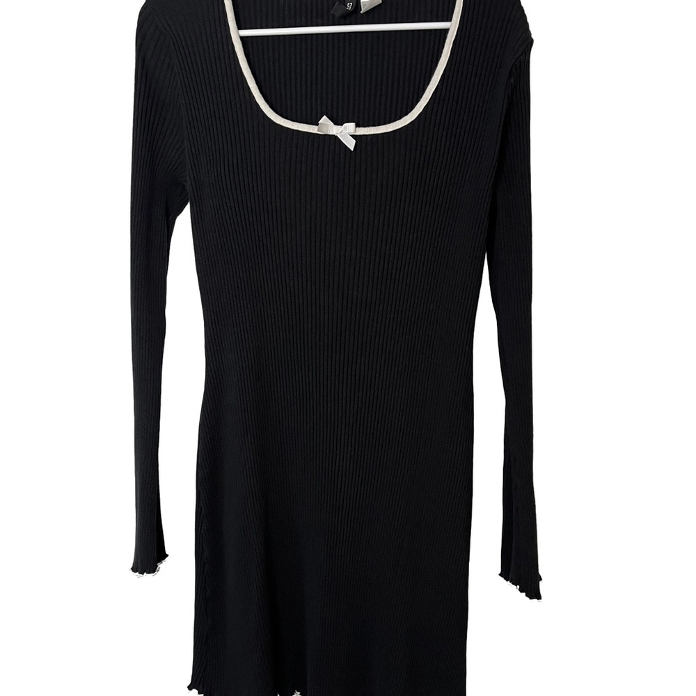 H&M Black and White Ribbed Dress XL